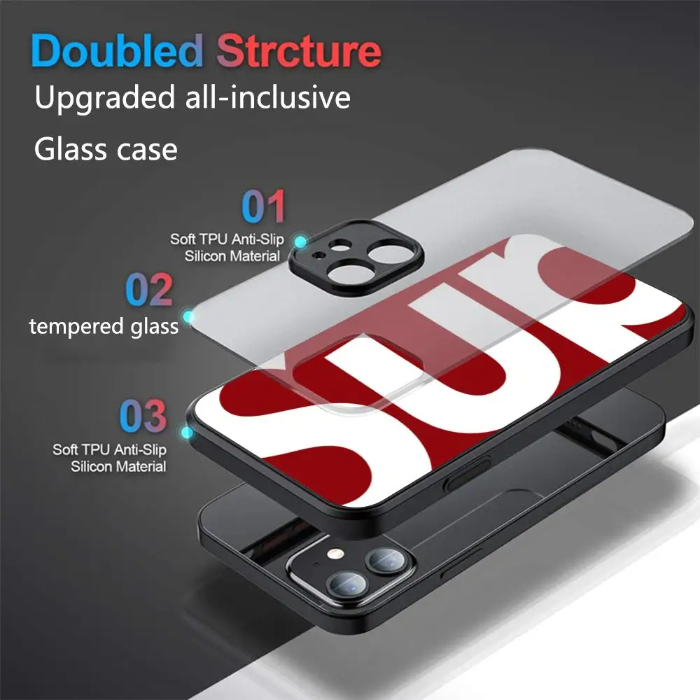 Simple Letter Patterns Phone Case Tempered Glass Shell FOR IPhone 16ProMAX 14 12 17Pro Air 15 Plus 13 Pro MAX English Sup Cover - view 6