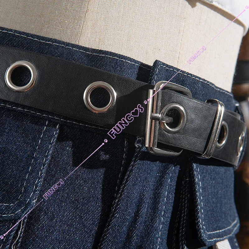 Calcinha e Meia com Cinturão de Jarra, Anarquia Cosplay, Uniforme Policial, Peruca Longa, Chapéu com Shorts Florais, Luvas para Cintos