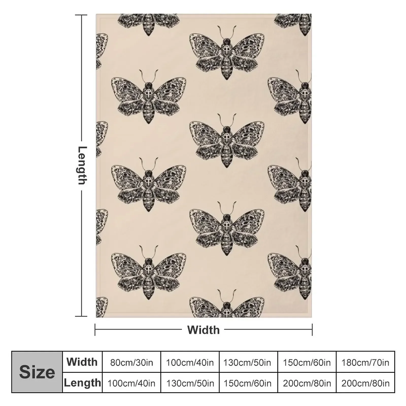 Skull moth black Throw Blanket Sofa Quilt Plaid funny gift Quilt Blankets