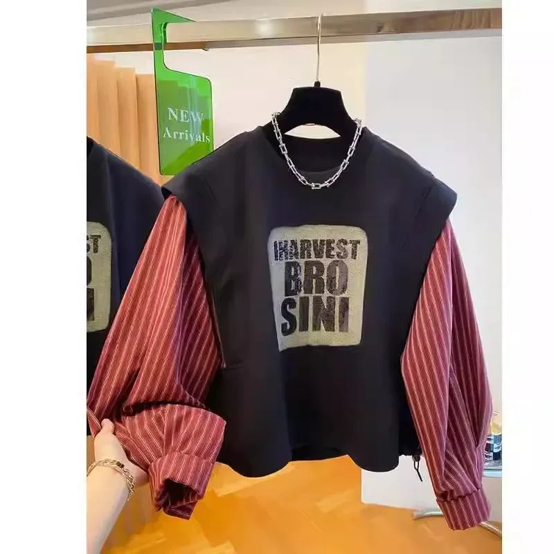 

Oversized Women Clothing Autumn Winter Casual Korean Printing O-neck Long Sleeve Sweatshirts Female All-match Letter T-Shirts