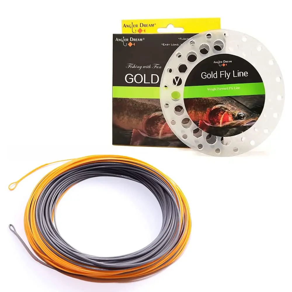 Angler Dream Fishing Tools Gold Floating Gray Fly Line, WF2F 3F 4F 5F 6F 7F 8F 9F 100FT Fly Fishing Line With Two Welded Loops