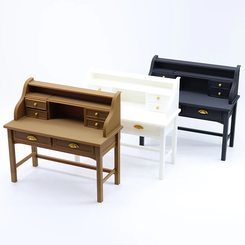 [JN] 1/12 Dollhouse Simulated Writing Desk Model Doll Home Desk Study Room Furniture Decoration Dolls House Scene