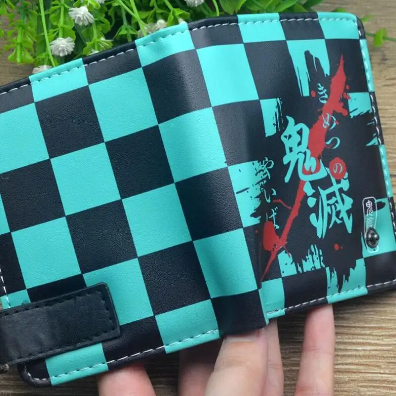 Anime Demon Slayer Kamado Tanjirou Leather Wallet Anti-Magnetic Credit Cards Holder with Organizer Coin Pocket Money Clips Purse