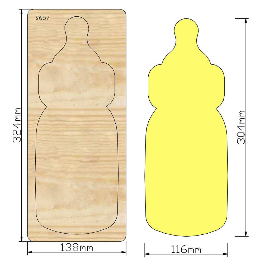 baby's feeding bottle Cutting Dies Wooden Knife Die Compatible With Most Manual Die Cut Cutters