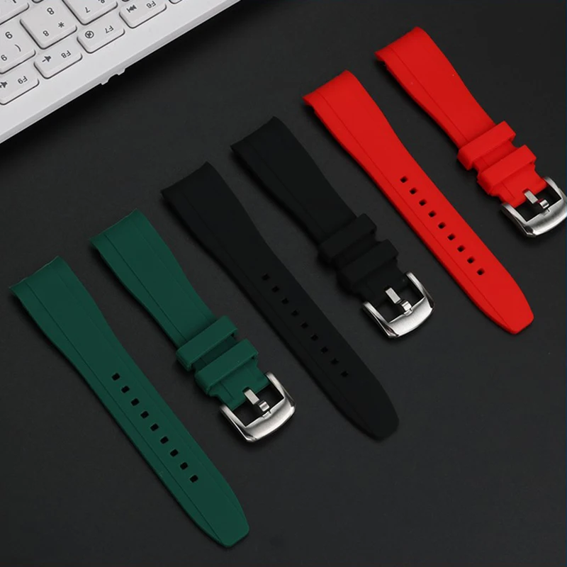 20mm 22mm cinturino in gomma con estremità curva per Casio Swordfish Duro MDV106-1A MDV-106/107-1A braccialetto cinturino sportivo in silicone impermeabile