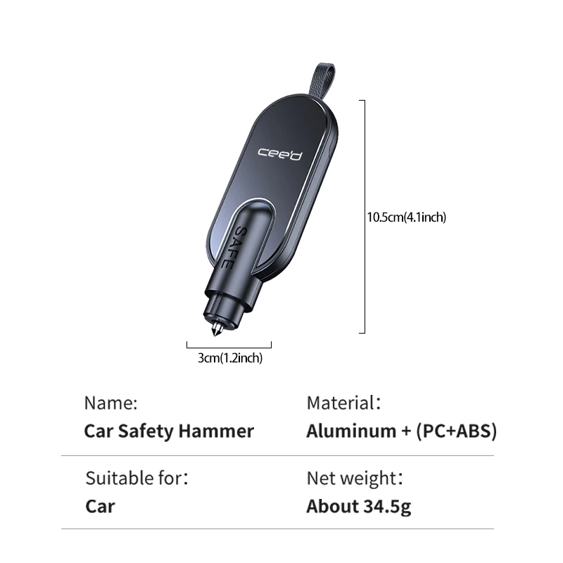 Car Emergency Safety Hammer Cutter Window Breaker Escape Tool For KIA Ceed ED 2006 2007 2008 2009 2010 2011 2012