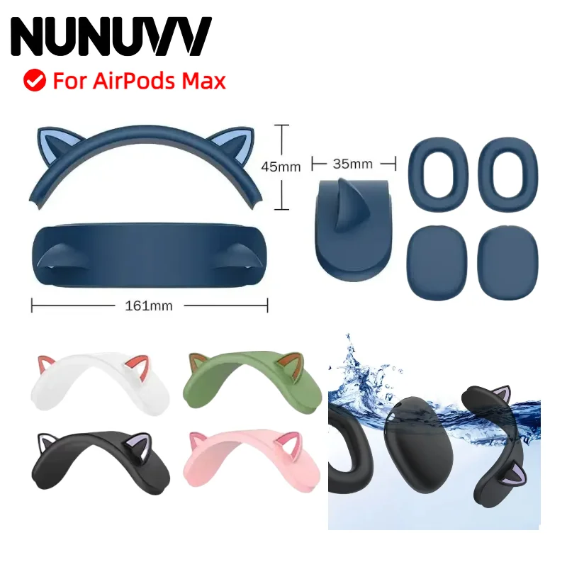 

NUNUVV 3 in 1 Cat Ears Design Headband Protective Earpads Cover Shockproof Headphone Accessories For AirPods Max Headphone