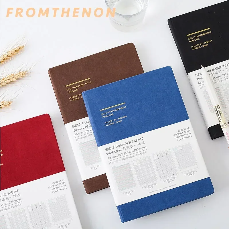 Fromthenon Fabric Journal Schedule Notebook Timeline Inner Core Manual Book Planner Student Office Stationery Supplies