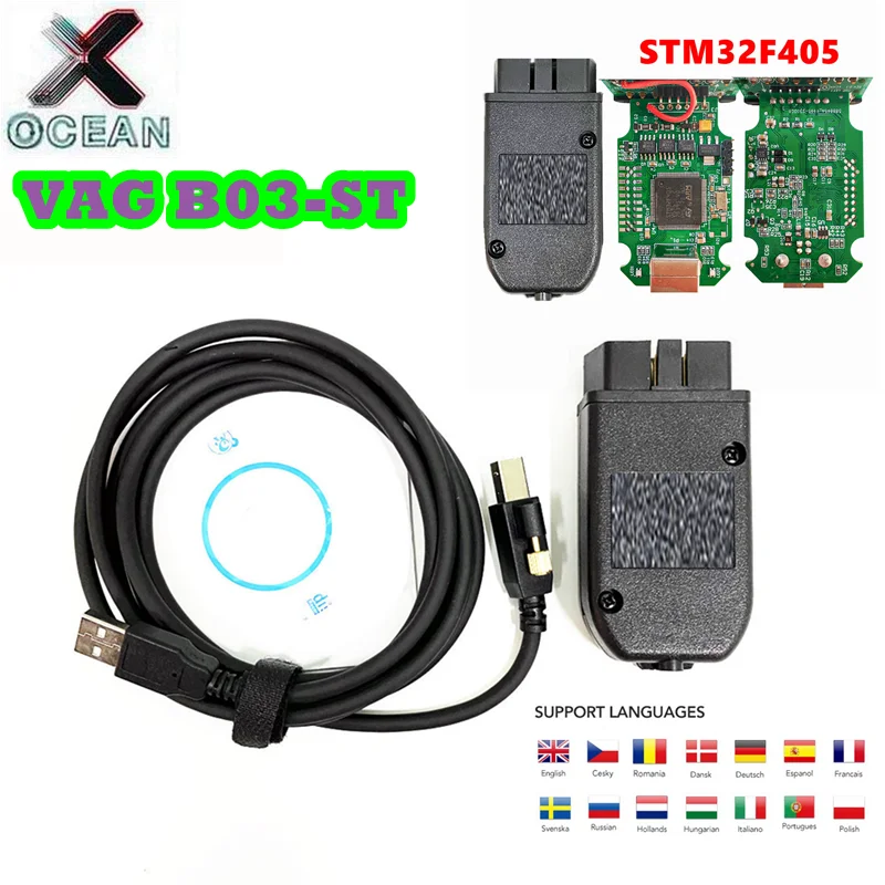 

2025 НОВЫЙ VAG COM HEX V2 USB-диагностический интерфейс, двойной сканер кодов k-CAN V23.3.0 STM32F405 для VW 1:1 SMT OBD2