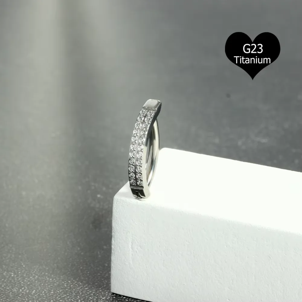14G G23 Titanium Belly Button Ring with Zircon
