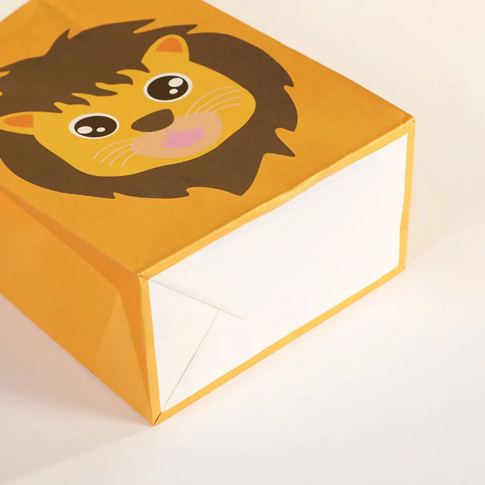 6PCS Jungle Animals Paper Bag Cartoon Lion Tiger Zebra Gift Bag for Jungle Party Decorations Kids Gift Cookies Packaging Bags
