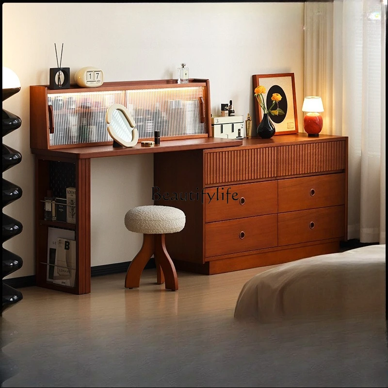 

**Medieval solid wood makeup table, chest, dresser, integrated cabinet, corner at the end of the bed