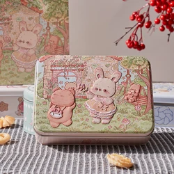 1PC Cartoon Large Rectangle Tinplate Candy Cookie Coffee Storage Box Creative DIY Cake Tea Dessert Container For Home Organizer