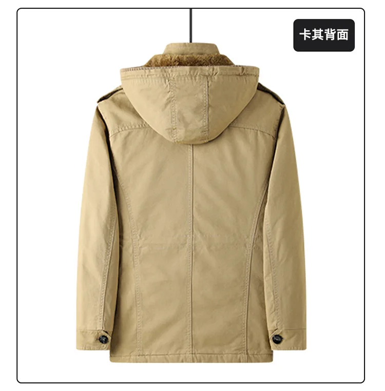 Outerwear Mens Winter Trend Parkas Middle Aged Pure Cotton Casual Brand Jacket Casual Loose Hooded Versatile Mens Clothing