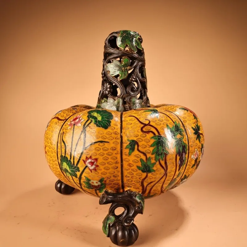 

Treasure old collection of pure copper, all copper high relief carving, incense burner exquisite craftsmanship