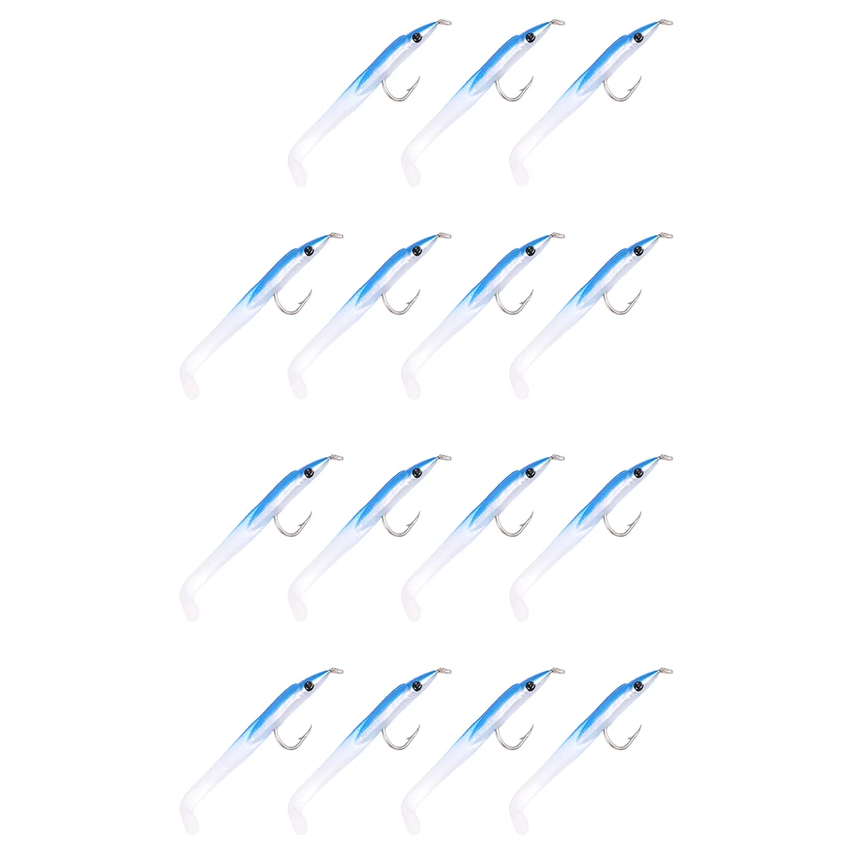 Fake Fishing Lure Sea Fishing Lure Bait with Hook Eel Bait 5cm/0.6G T Tail Soft Insect Simulation Bait 15Pcs Blue