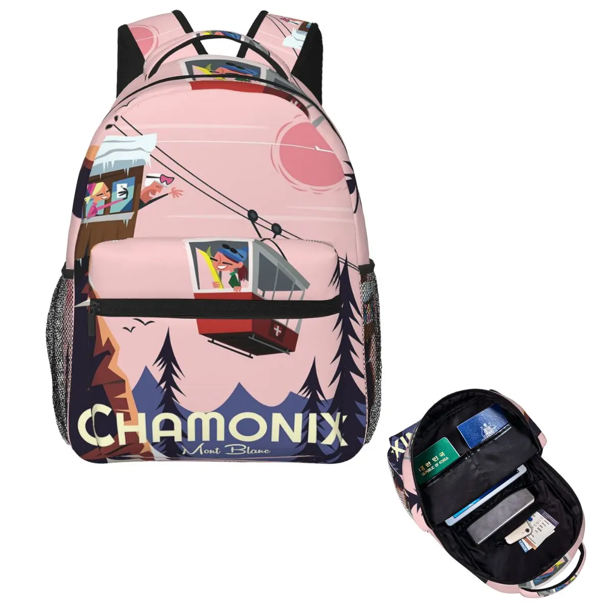 

Chamonix Mont Blanc Poster Backpack Hot Sale Daypack Large Capacity Kids BookBag School Bag Shoulder Bags for Men Women