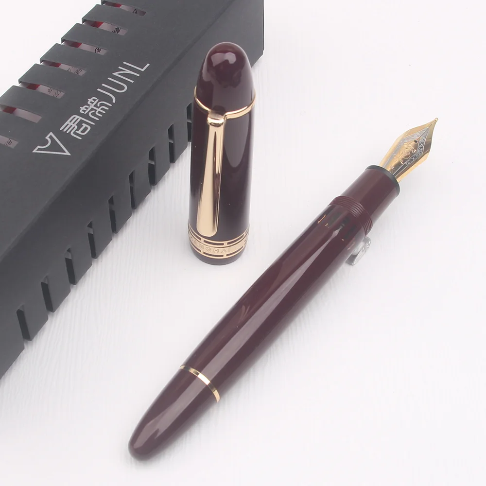 

Перьевая ручка WingSung The King of Steel Nib 930, перьевая ручка с поршнем из смолы N0.9 Iraurita F/M/B, золотой/серебряный зажим, подарочная ручка для делового письма