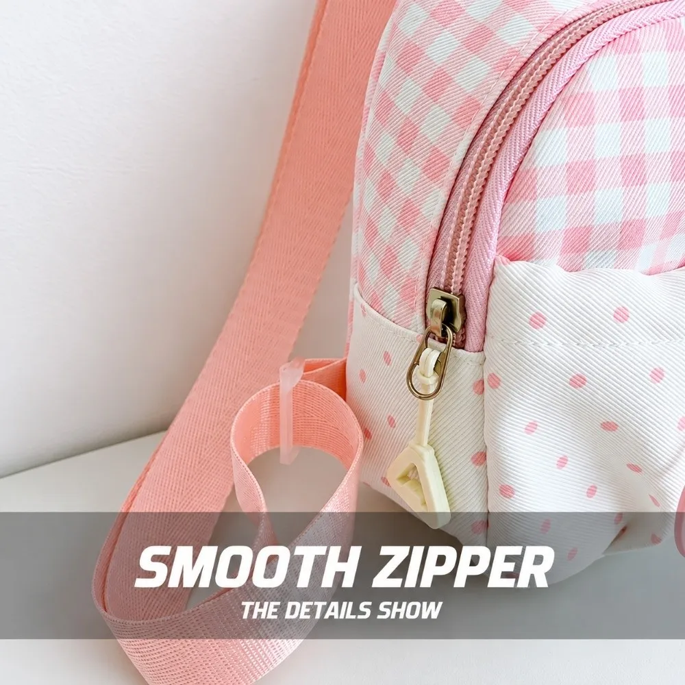 New Gingham Chest Bag Lightweight Adjustable Strap Sling Bag Polka Dot Crossbody Bag for Children Girls