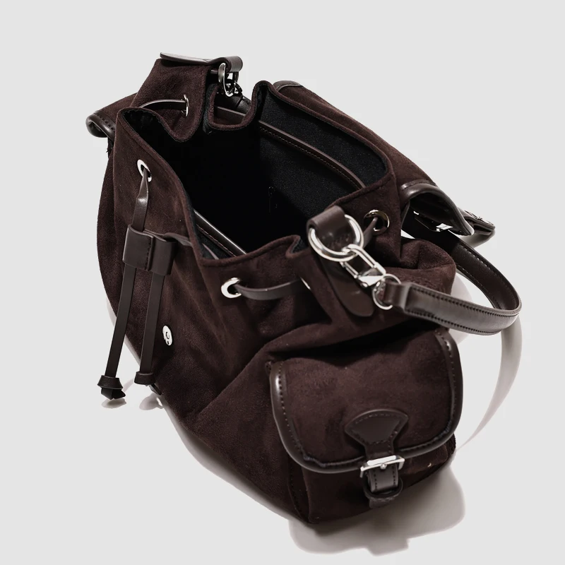 حقائب يد نسائية من جلد الغزال الصناعي على الطراز الإنجليزي، حقائب يد ومحافظ فاخرة بتصميم جديد لعام 2026، حقيبة كتف متعددة الجيوب مزينة بمسامير برشام عتيقة جودة عالية ًالشحن مجانا وصول الشحن السريع #4