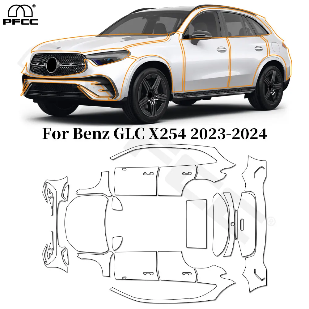 

For Mercedes Benz GLC X254 Luxury X254 Base 2023 2024 TPU Paint Protection Film Anti-scratch Car Body Clear Cover Pre-cut PPF