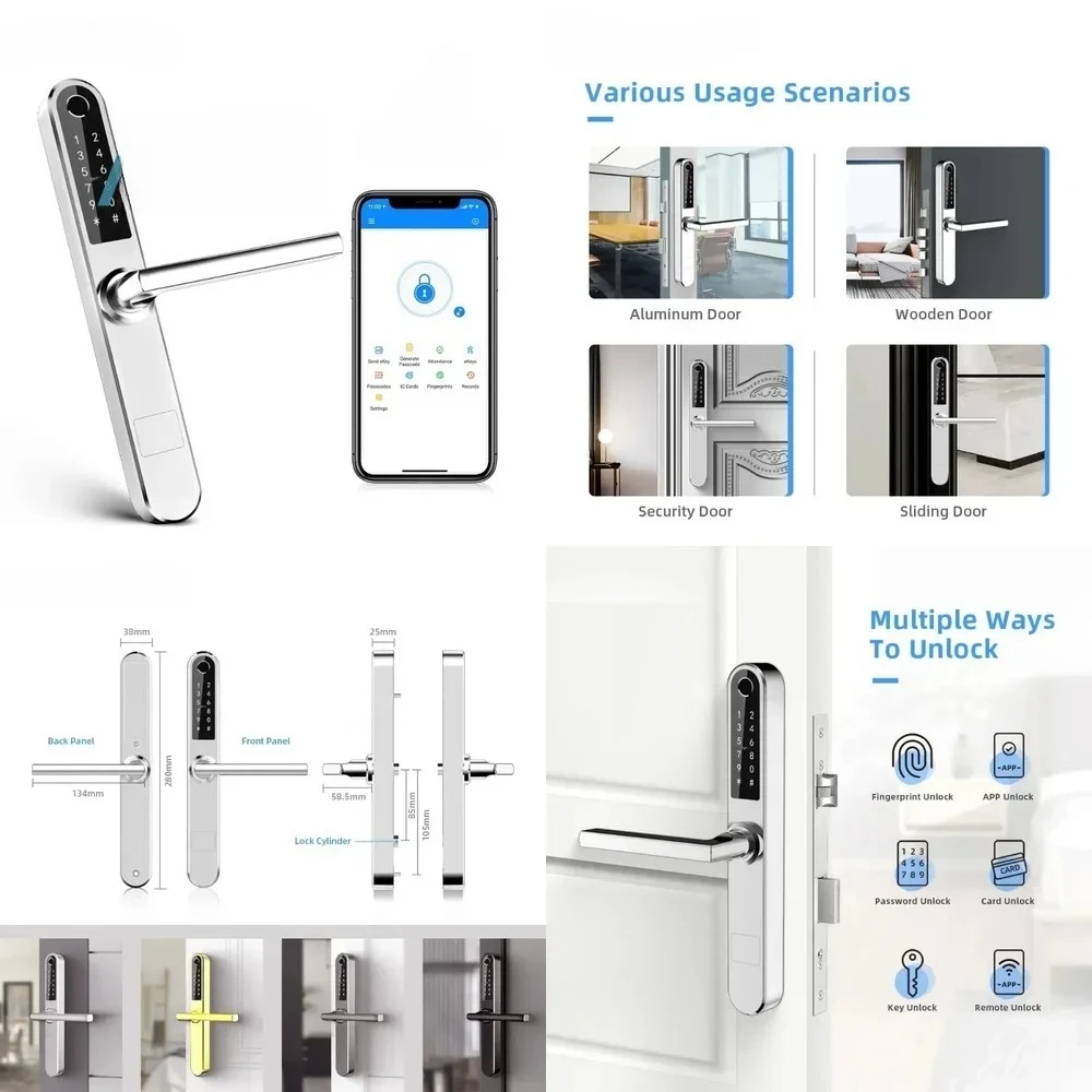 High Quality New Biometric Electronic Entrance Wifi Smart Fingerprint Security Door Lock for Smart Home for Apartment for