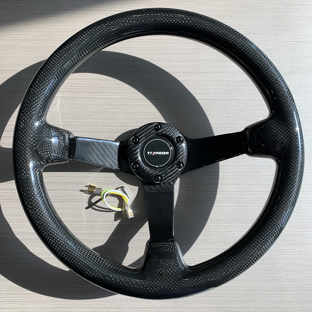 TIYPEOR volante universale da 13 pollici 320mm volante piatto da corsa per auto in vera fibra di carbonio