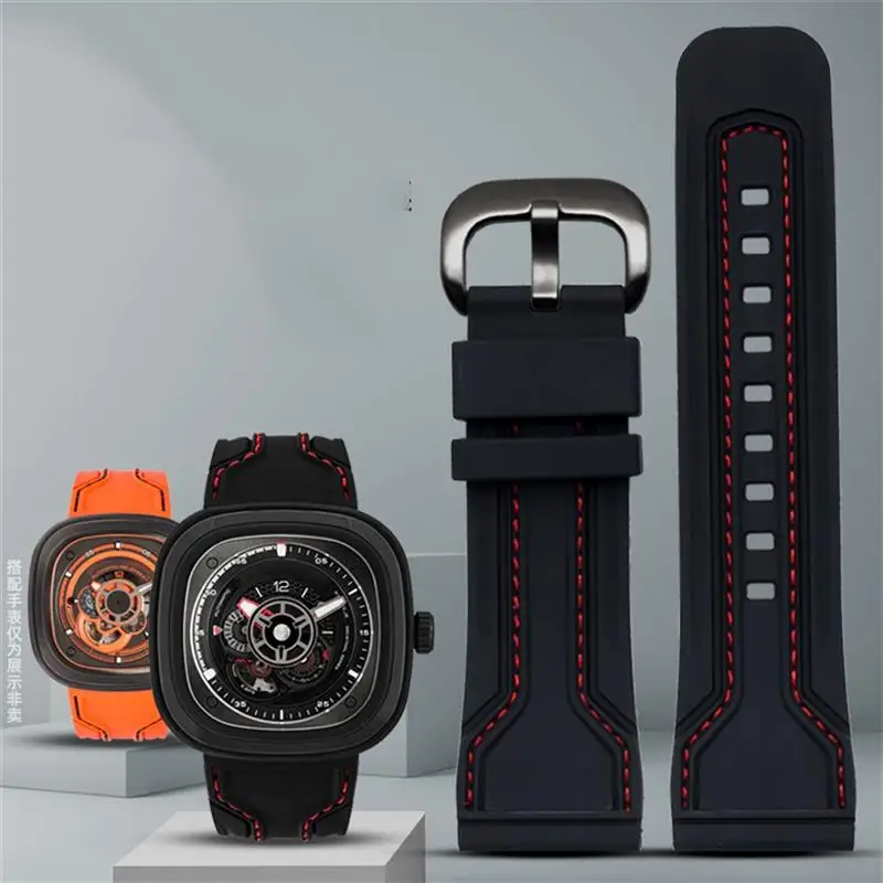 NFR Rubber watch band for men Friday waterproof sweat proof Diesel watch chain 28mm black orange watch accessories