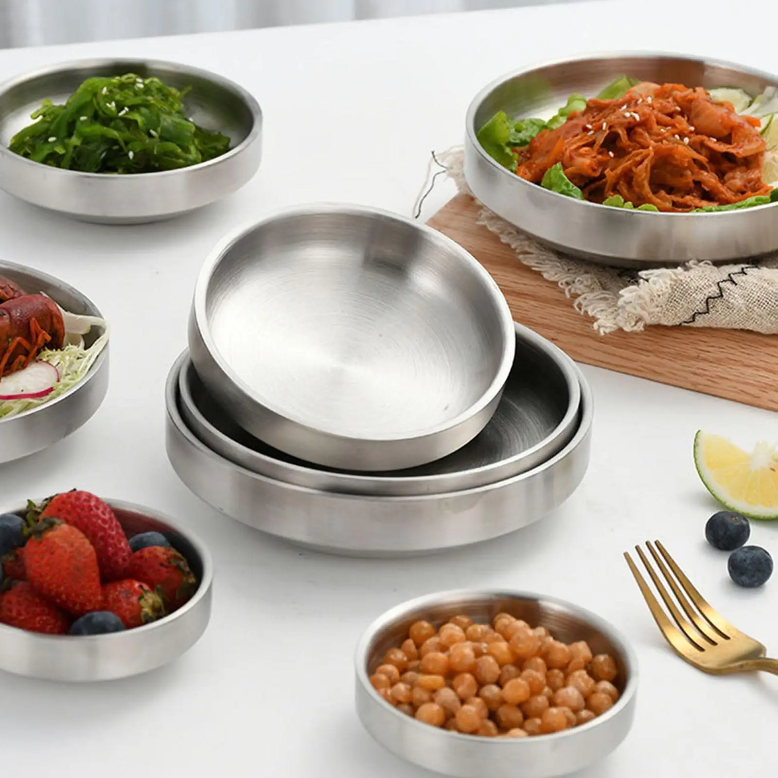 Kitchen Tableware Stainless Steel Sauce Dish Salad Bowls Soy Dipping Cups for Korean Snacks Sushi Plating view 5