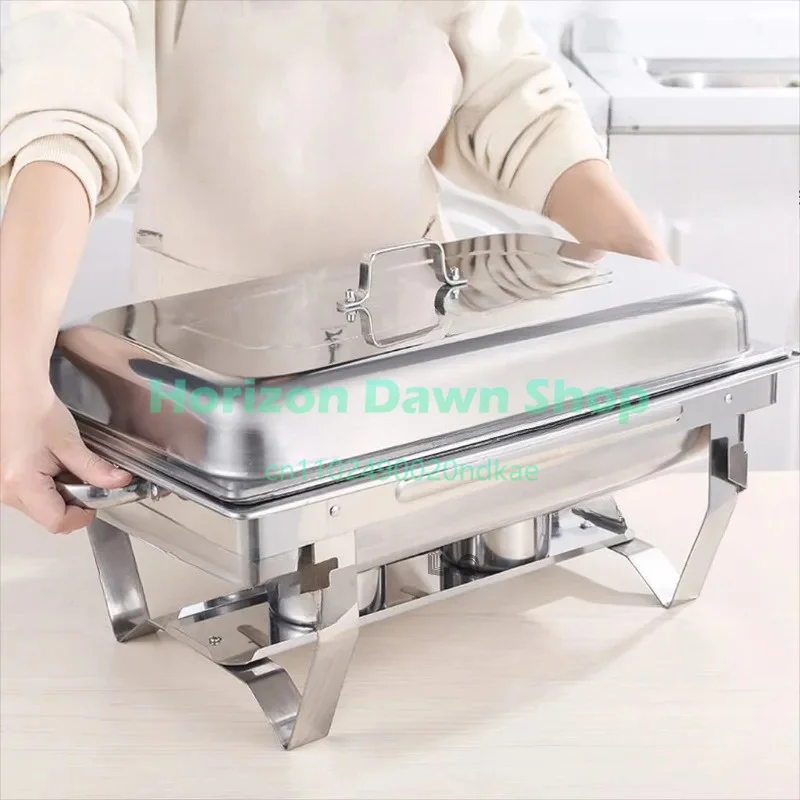 Hotel Commercial Catering Chafing Dish Large Capacity Rectangle Buffet Stove Stainless Steel Food Warmer With Lid