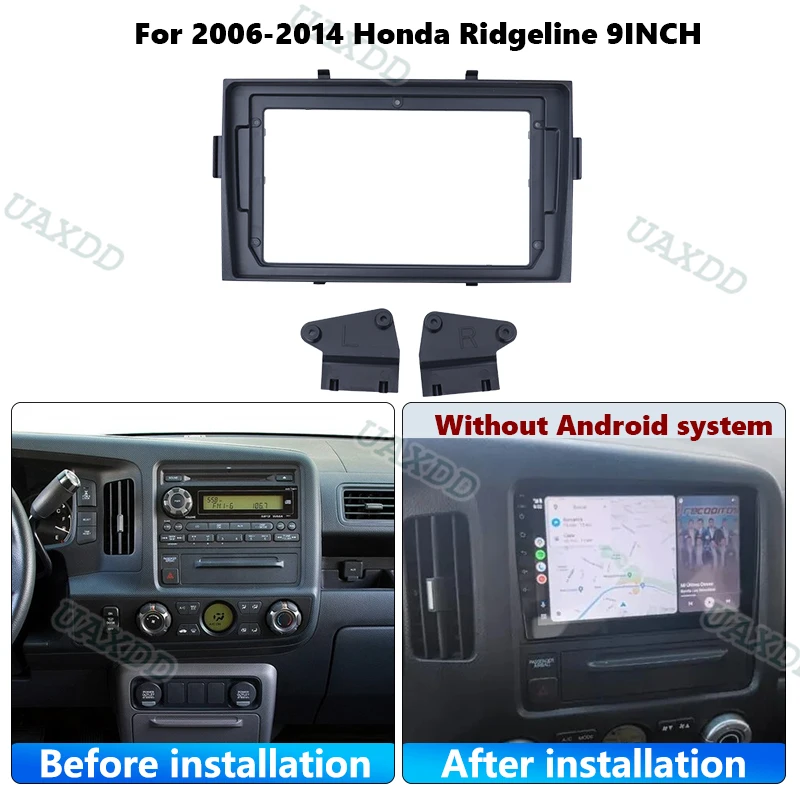 For 2006-2014 Honda Ridgeline 2 Din Car Kit Panel 9INCH Plastic Accessories Automotive Center Console Frame Fascia Dashboard CD