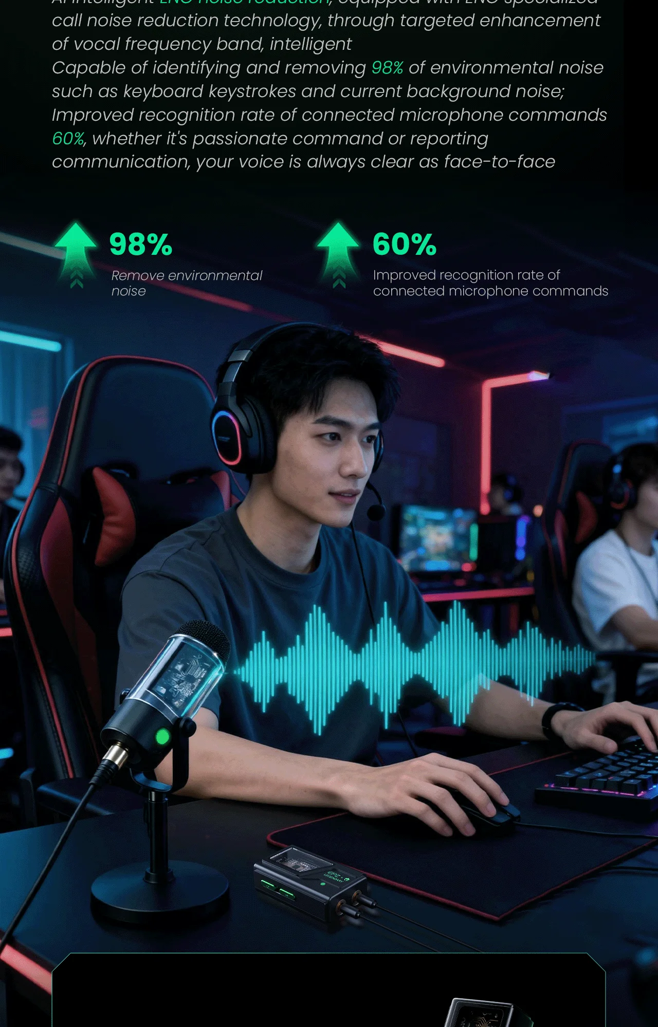 EPZ TS01 Gaming-Headset Externe Soundkarte mit Virtuellem 7.1 Surround Sound Tragbarer Audio-Decoder Kompatibel mit PC und PS4 – Detail 15