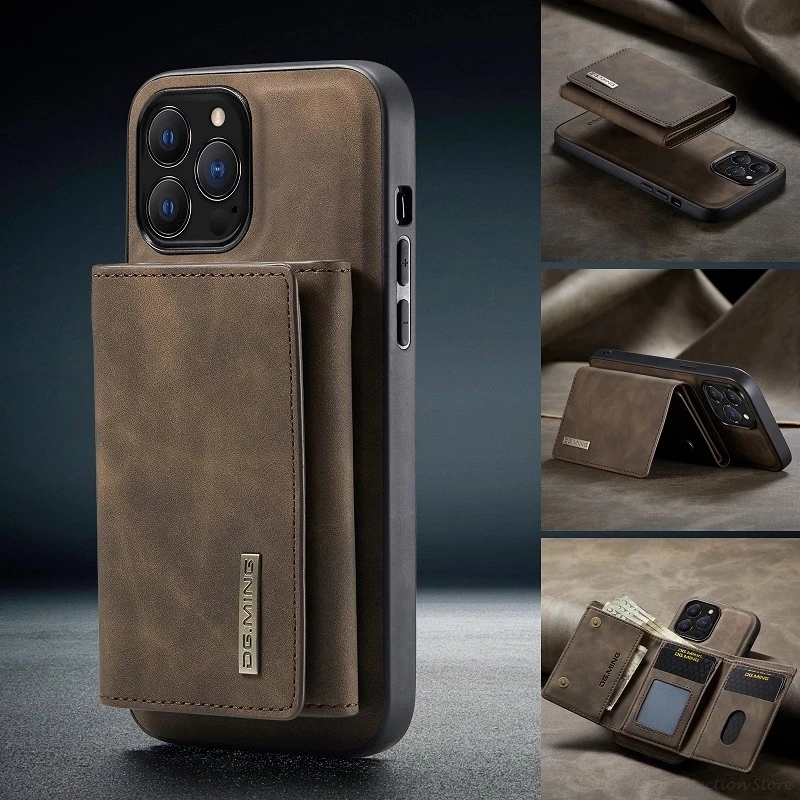 Магнитный кожаный чехол для телефона с отделением для карт для iPhone 11 12 13 Pro Max Mini X XS XSMax XR SE 7 8Plus