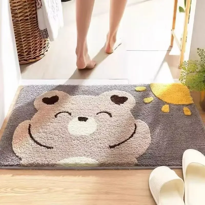 1PC Bathroom Absorbent Floor Mat Toilet Door Cute Non-slip Mat Household Carpet Household Goods