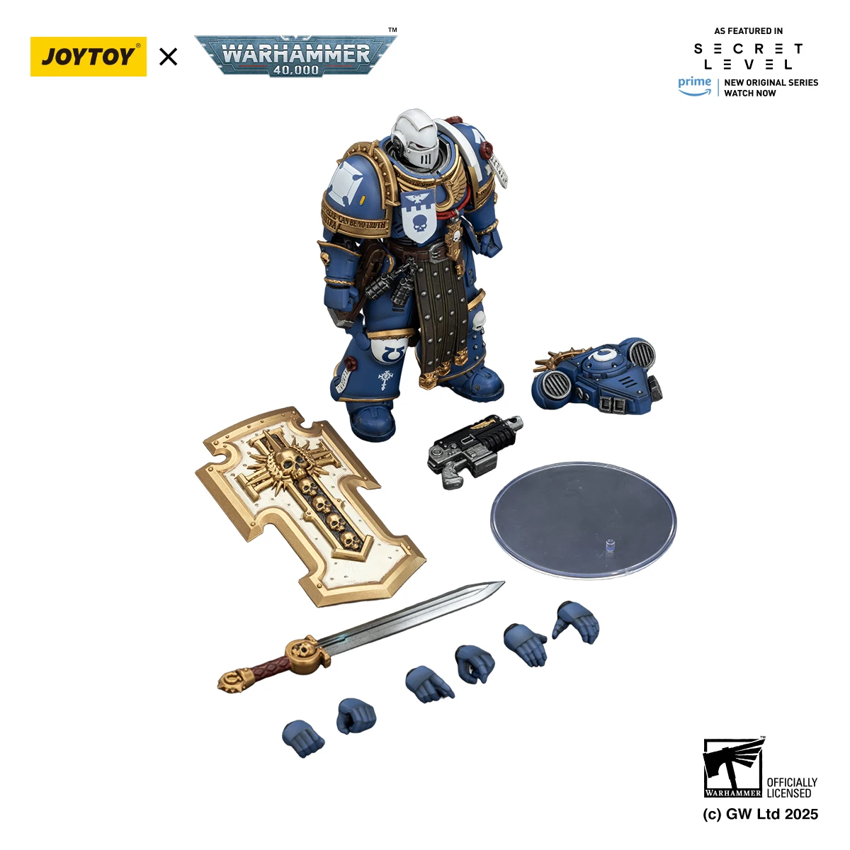 JOYTOY Warhammer 40K 1/18 Actionfigur Ultramarines Torvald mit Kraftschwert Figuren Spielzeug Modell