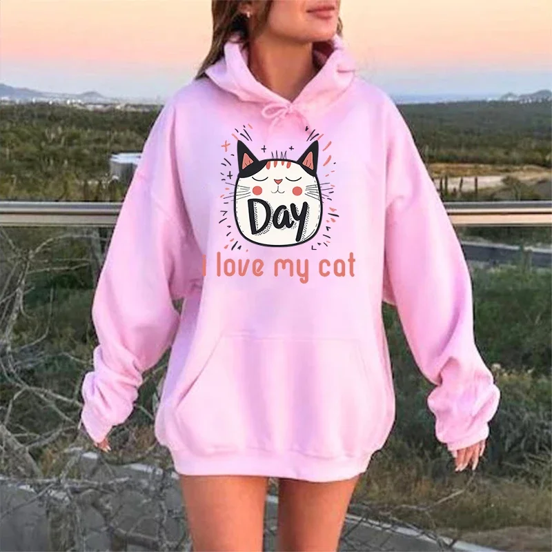 Women's Sweatshirts Hoodies Cat Festivals Cute Cartoon Styles Warm And Loose Fabrics Suitable For Autumn And Winter