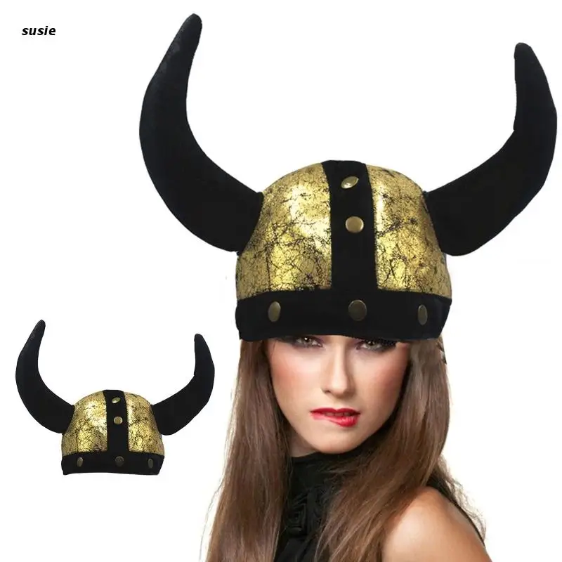 Funny Viking Plush Soft Hats Bull Head Photoshoot Tool Novelty Headwear Women Men Party Gift Birthday Halloween Hat