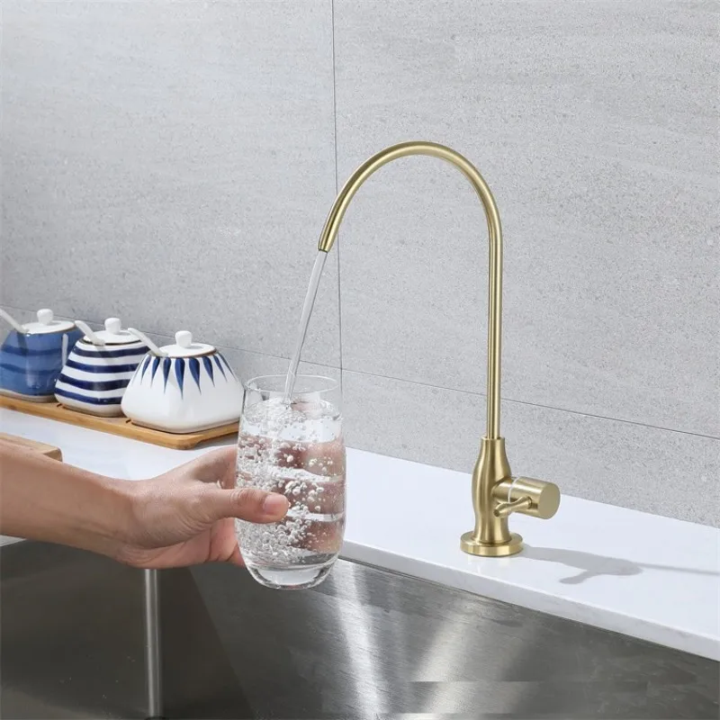 MTTUZK Brushed Gold 304 Stainless Steel Lead Free Pure Water Faucet Kitchen ORB Pure Faucet Drinking Water Tap