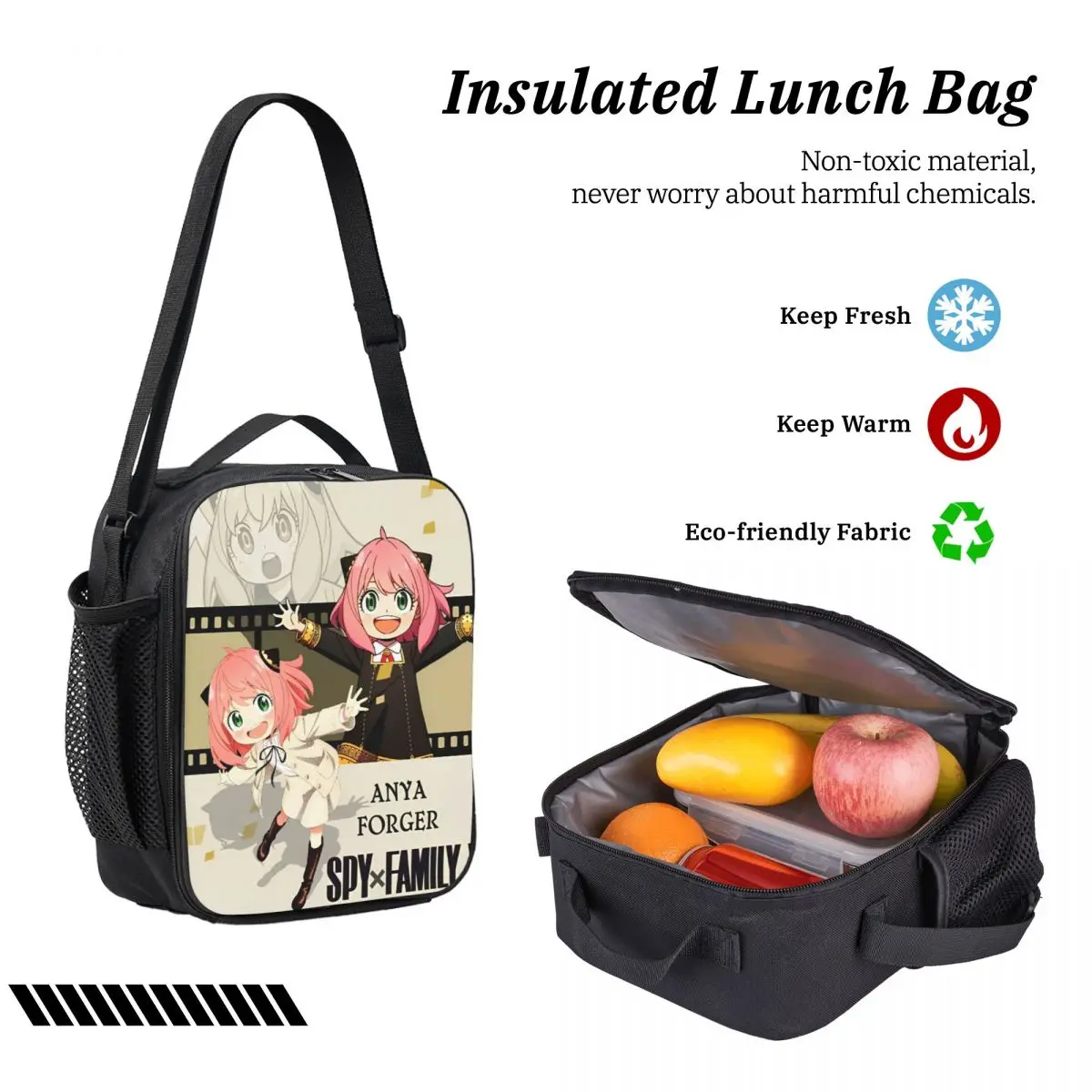 3Pcs Spy X Familys Girls 만화 애니메이션 배낭 세트 어린이를위한 펜 가방 Bookbag 학교 학생을위한 도시락 세트 Daypack