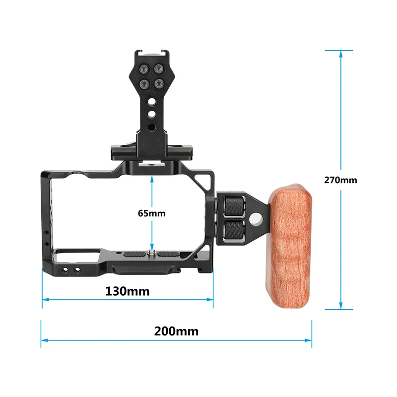 Telaio completo per armatura protettiva con gabbia per fotocamera CAMVATE con impugnatura superiore NATO a sgancio rapido e impugnatura in legno lato sinistro per Sony ZV-E10