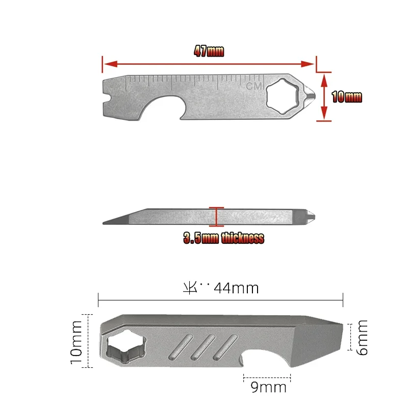 Mini apribottiglie con barra di leva in lega TC4 chiave esagonale strumenti da esterno EDC, attrezzatura multifunzionale, durezza forte portatile da campeggio
