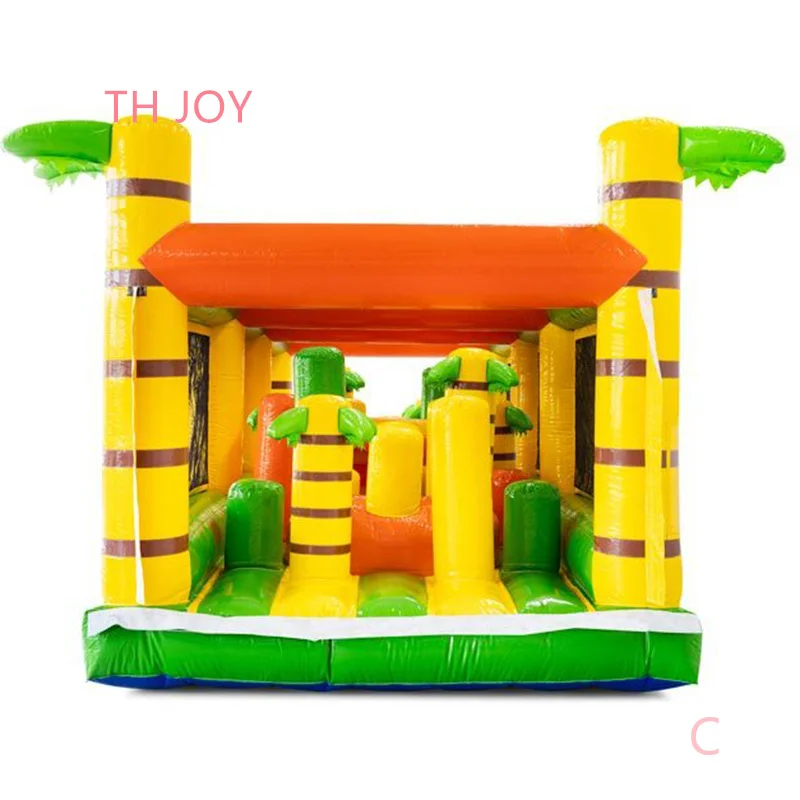 outdoor giant Funny Jungle Race Inflatable Obstacle Course, forest theme inflatable bouncer slide combos