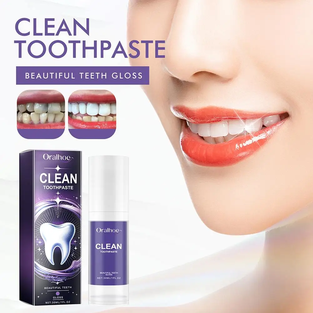 Teeth Whitening Purple Toothpaste Remove Teeth Stain Essence Brightening Color Care Fresh Mousse Corrector Whitening Oral