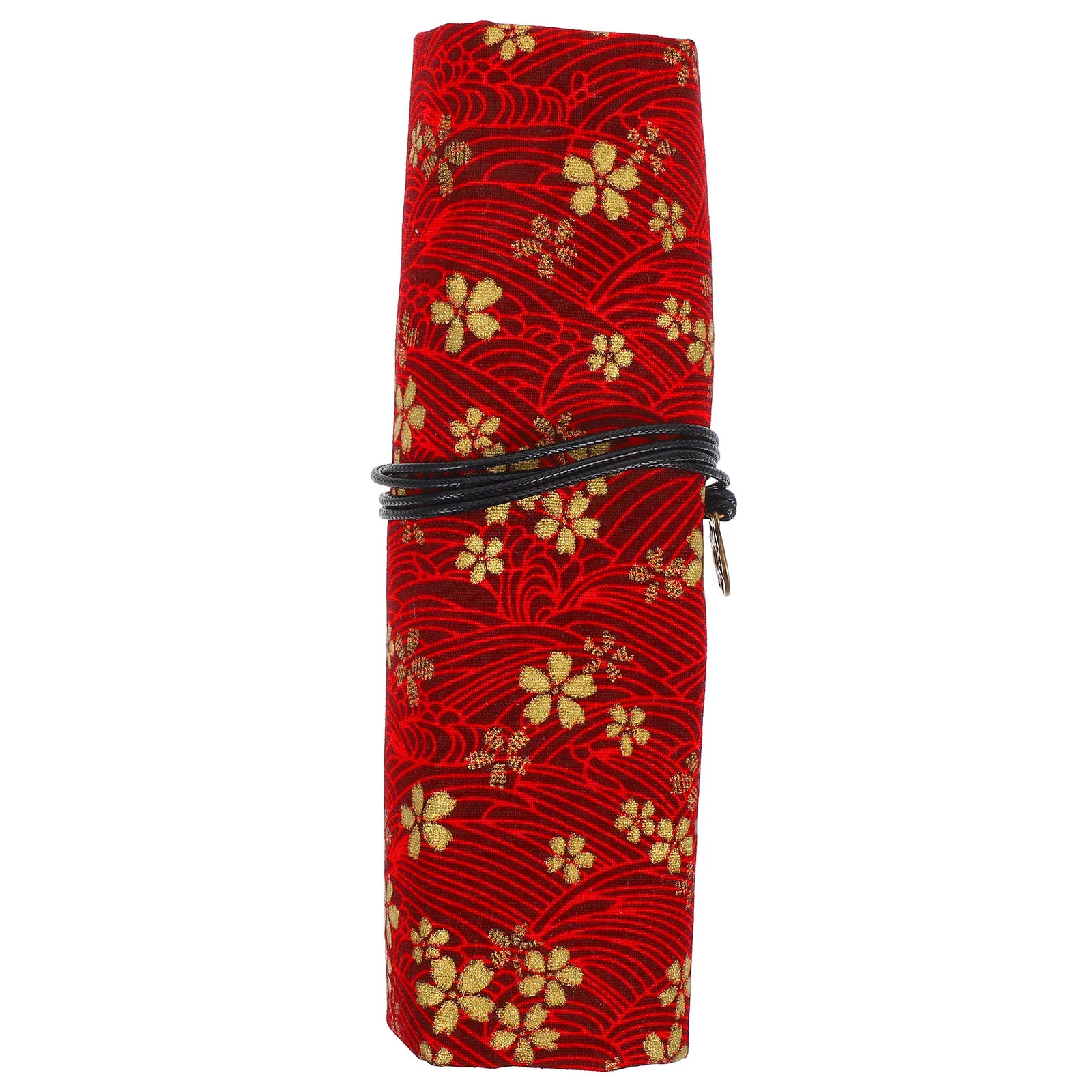 

Vintage Roll Up Pencil Wrap Organizer Golden Flower Pencils Storage Pouch Portable Stationery Box for Students Artists Women