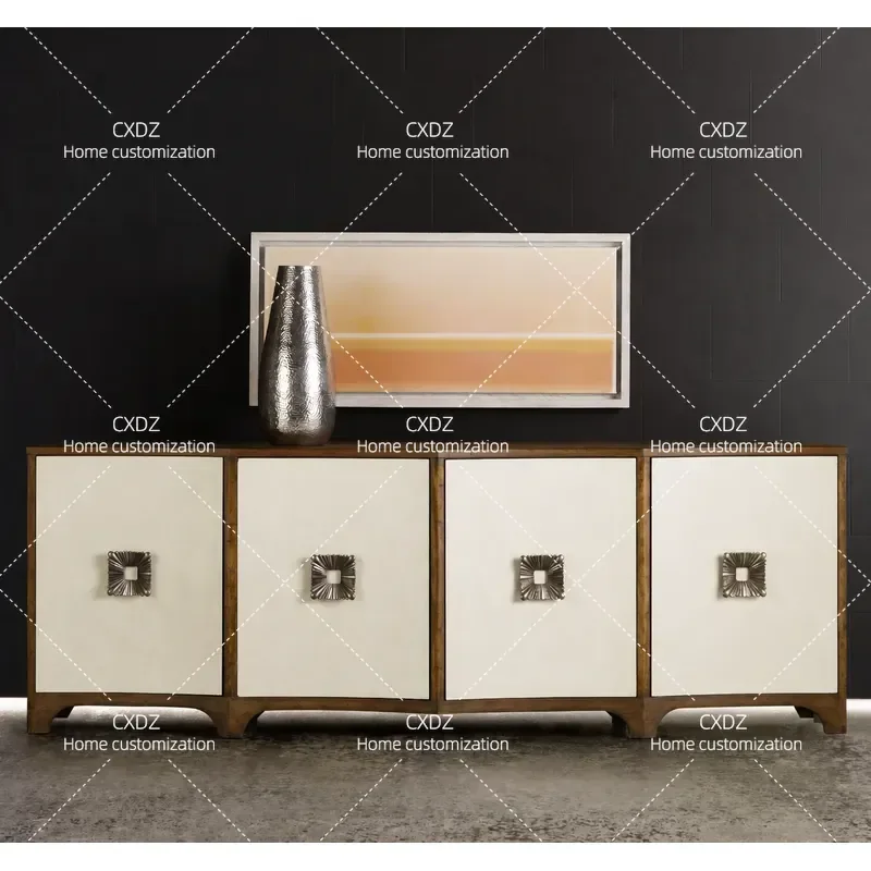 Neoclassical Retro Solid Wood TV Cabinet High End Custom Living Room Storage Console Table Vintage Audio Display Stand