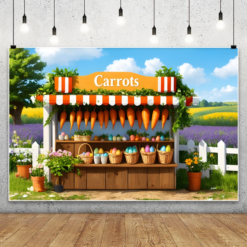 Spring Easter Carrots Shop Backdrop Photography Rural Field Green Grass Tulips Wood Frame Rabbit Eggs Kids Portrait Background