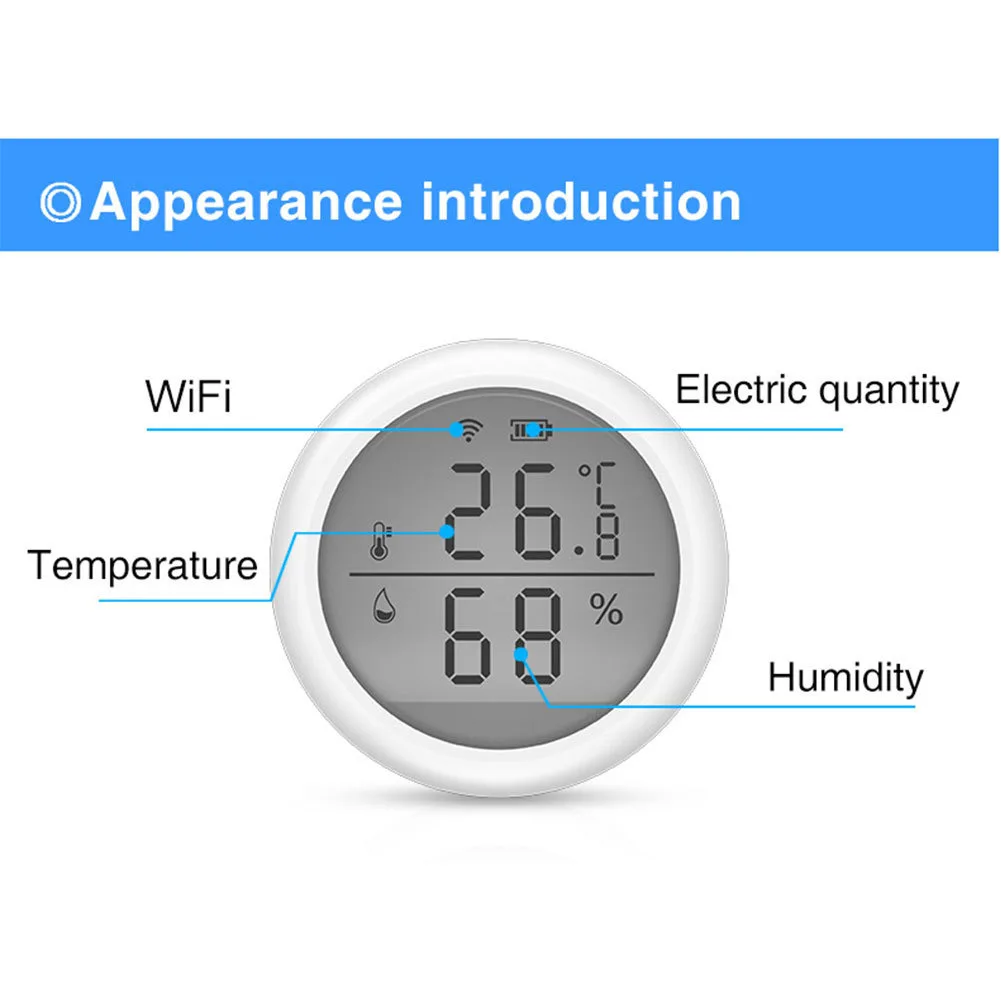 Termometro igrometro digitale WiFi intelligente Supporto Alexa Google Assistant Rilevatore termometro igrometro interno