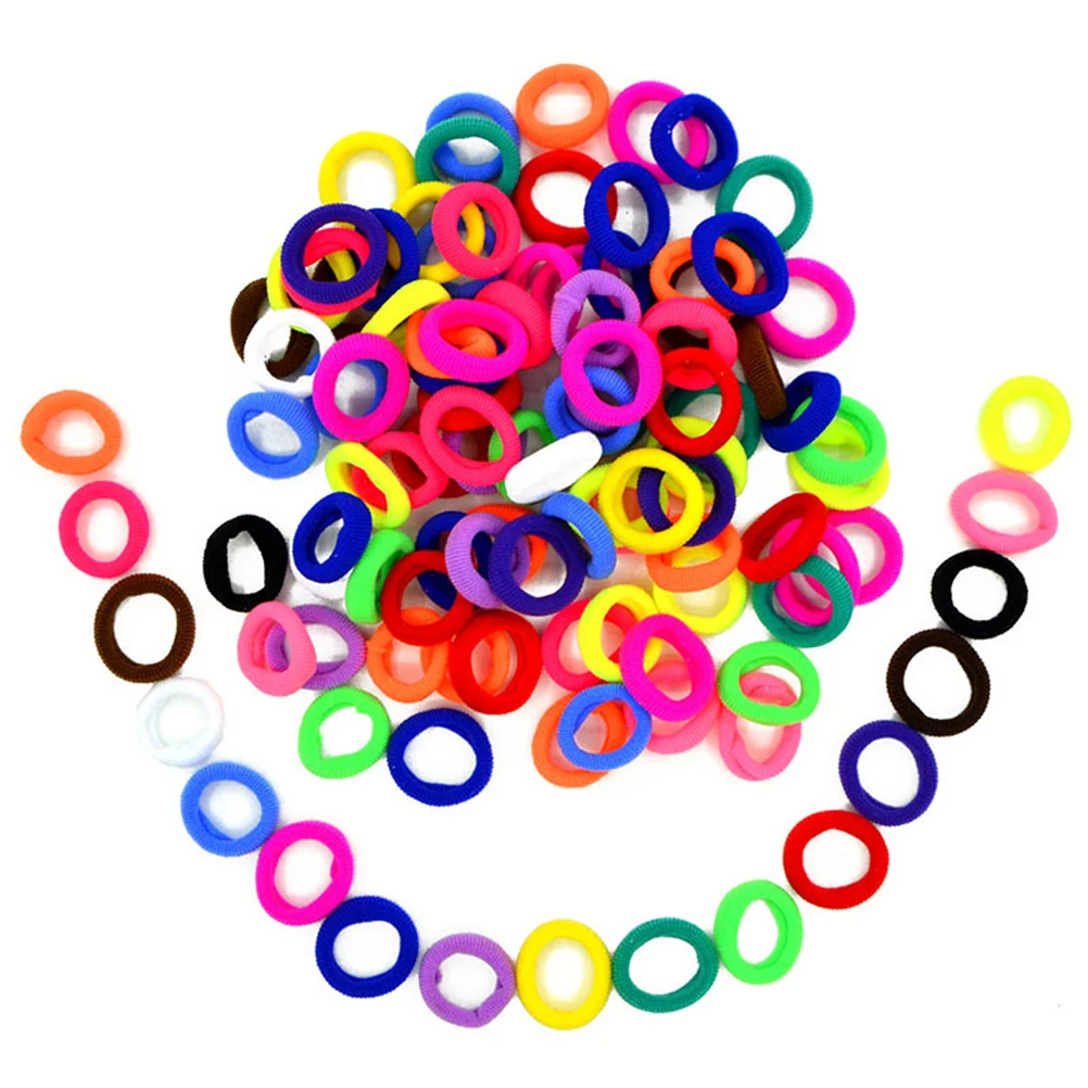 

100 Pcs Children Ties Bright Color Girl Accessories Ponytail Holders Daily Wear Hair Bands Rope Hair Rings Stylish Fashion