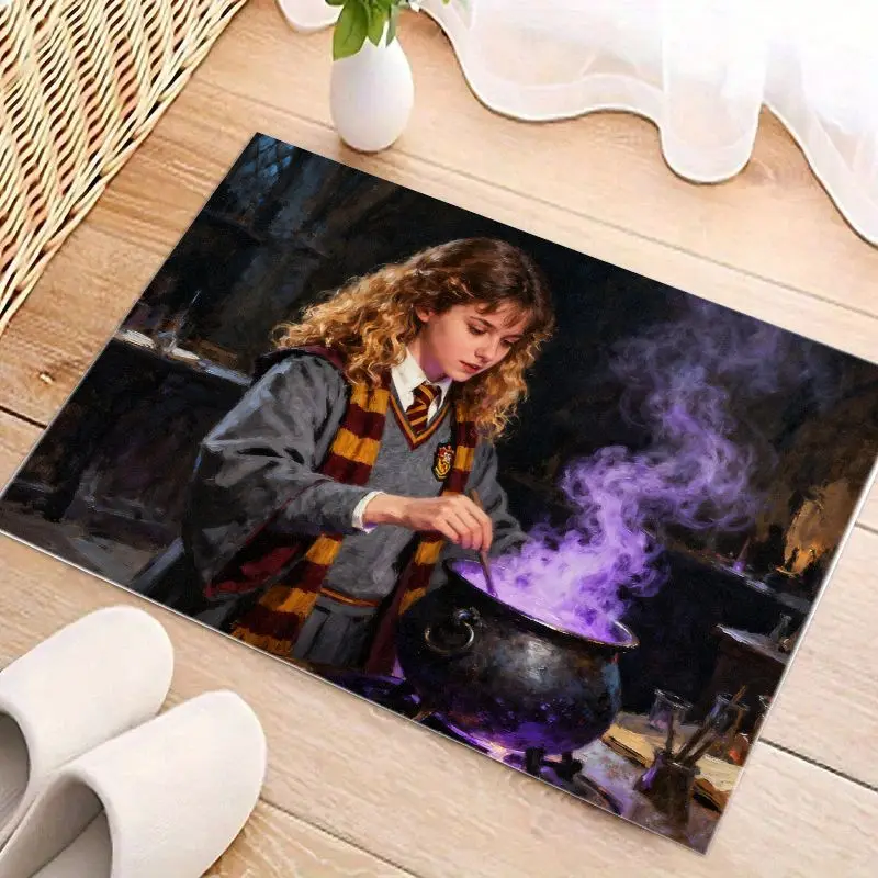 1PC Harry Potter Hermione Granger Potions Class Fantasy Floor Mat, Magic Wizarding World Themed Non-Slip Area Rug for Living Roo