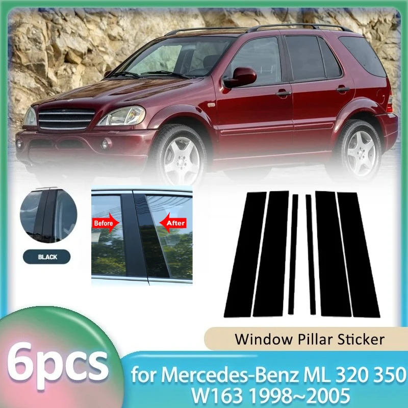 

Car Window Trim Sticker For Mercedes-Benz ML 320 350 W163 1998~2005 BC Pillar Post Cover Door Mid-Pillar Decoration Sticker